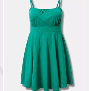 Torrid Mini Foxy Skater Tank Dress Green 00
